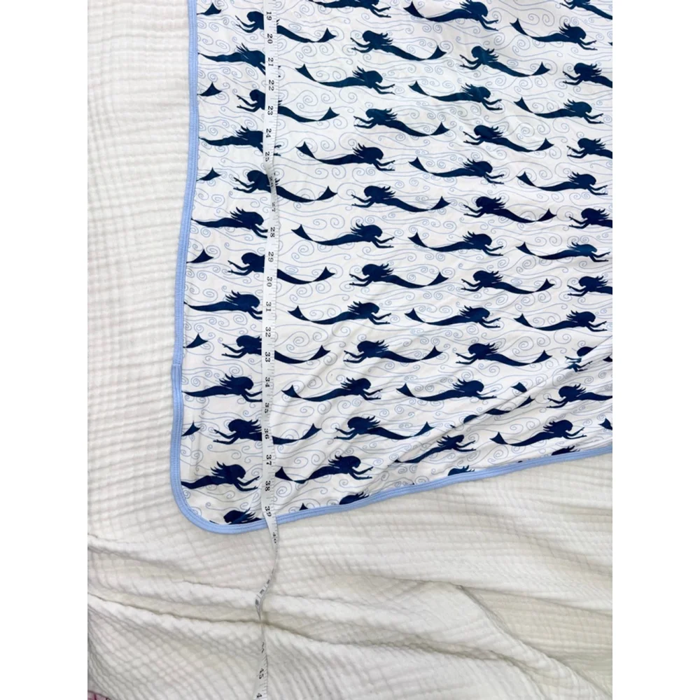 Baby KicKee Pants Bamboo White Blue Mermaid Stroller Blanket One Size